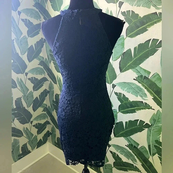 Lulus Women’s Navy Blue Love Poem Lace Halter Tank Mini Dress Small - Picture 13 of 14